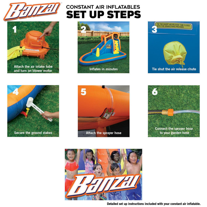 Banzai 114' x '173 Bounce House with Water Slide and Air Banzai 114' x '173 Bounce House with Water Slide and Air